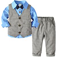 Los mejores  - QitunC Bebé Niño Conjunto Gentleman Ropa Bowtie Camisa + Chaleco + Pantalones Traje de Bautizo Fiesta Boda Ceremonia